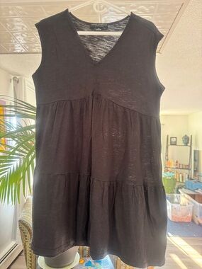 Social Standard by Sanctuary Black Babydoll Mini Dress - Tiered Swing - L